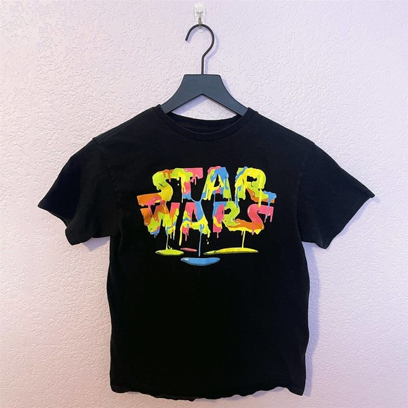 Star Wars Other - Star Wars Paint Logo T-Shirt Vader Vintage Black Shirt Darth Retro Kids Tee M